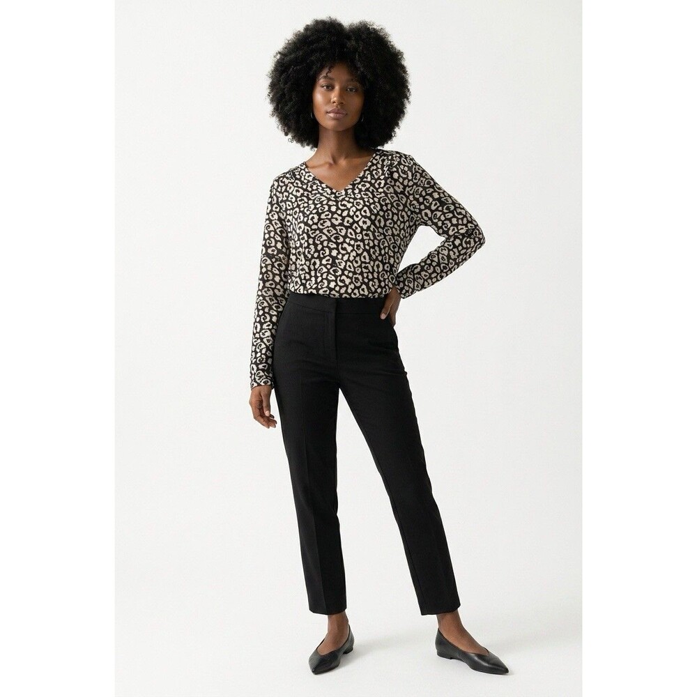 41 Hawthorn Black Animal Print V-Neck Long Sleeve Blouse